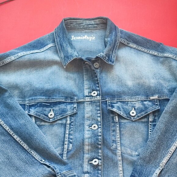Jeaniologie jean jacket classic style regular blue women's plus size XXL - Picture 2 of 6